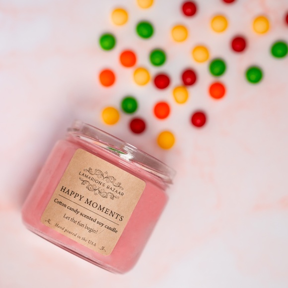 "HAPPY MOMENTS" - Cotton Candy Scented Candle - 100% Soy - Handmade - Picture 6 of 8